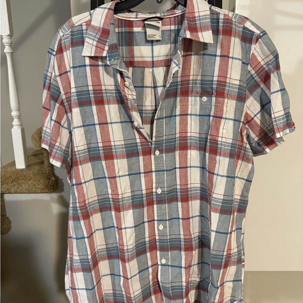 The North Face Red and Blue Casual Button Down Shirt